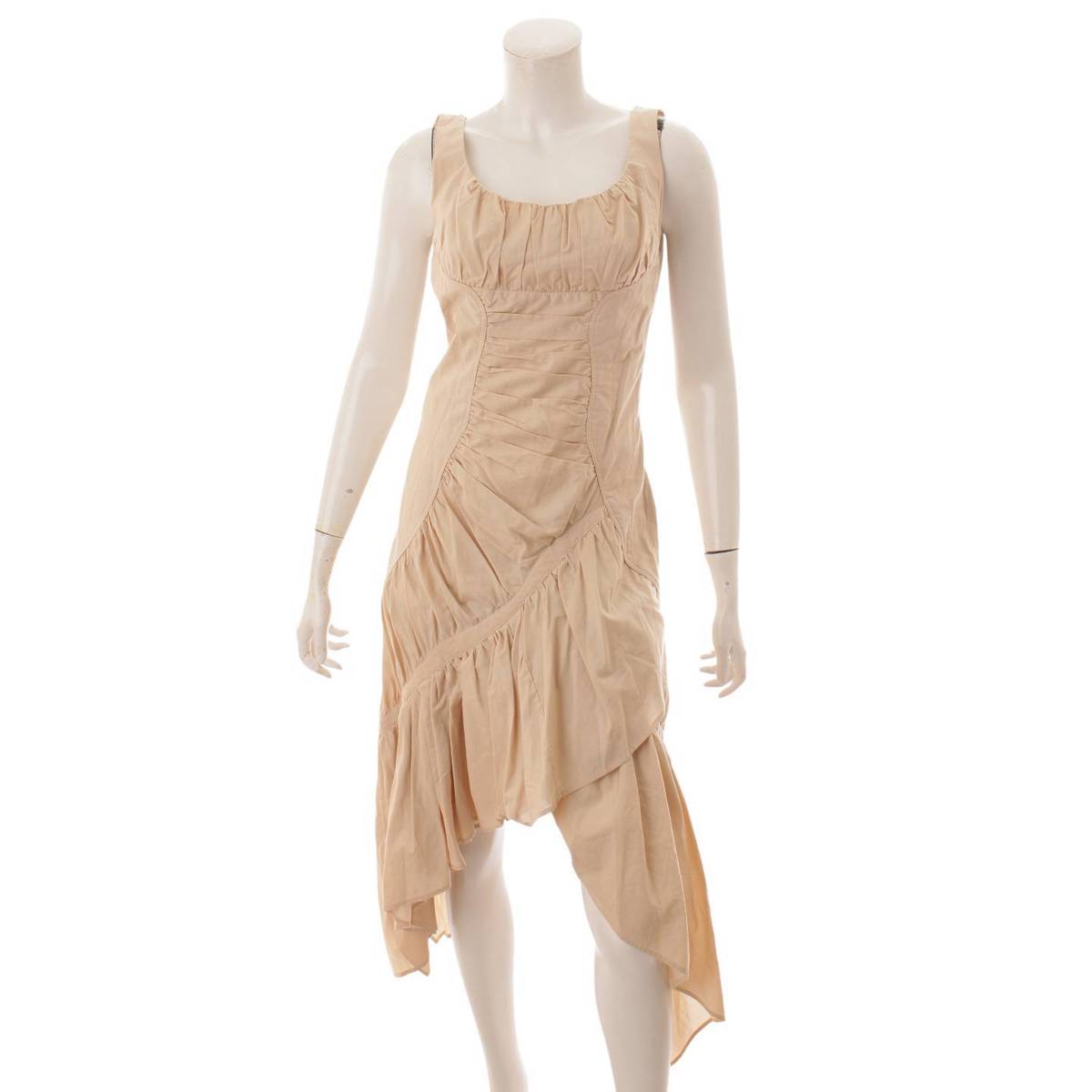 数量は多 ラッフルドレス ノースリーブ 14ss Miyake イッセイミヤケ Issey Im41fh017 中古 鑑定済 正規品保証 2 ライトベージュ ワンピース