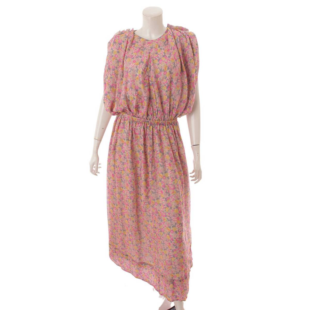 ブラミンク Blamink コットン シルク混 フラワー 総柄 ワンピース 7926 230 0154 ピンク 36 中古 鑑定済 正規品保証 Novix Com