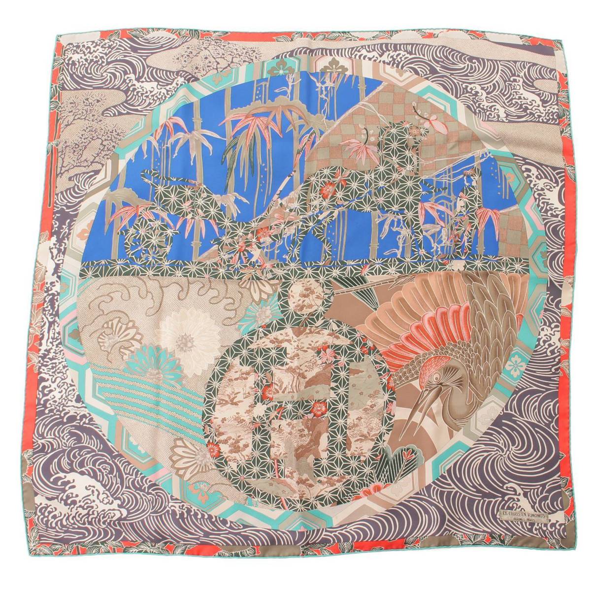 ヒート 美品 エルメス シルクスカーフ カレEX-LIBRIS EN KiMONOS