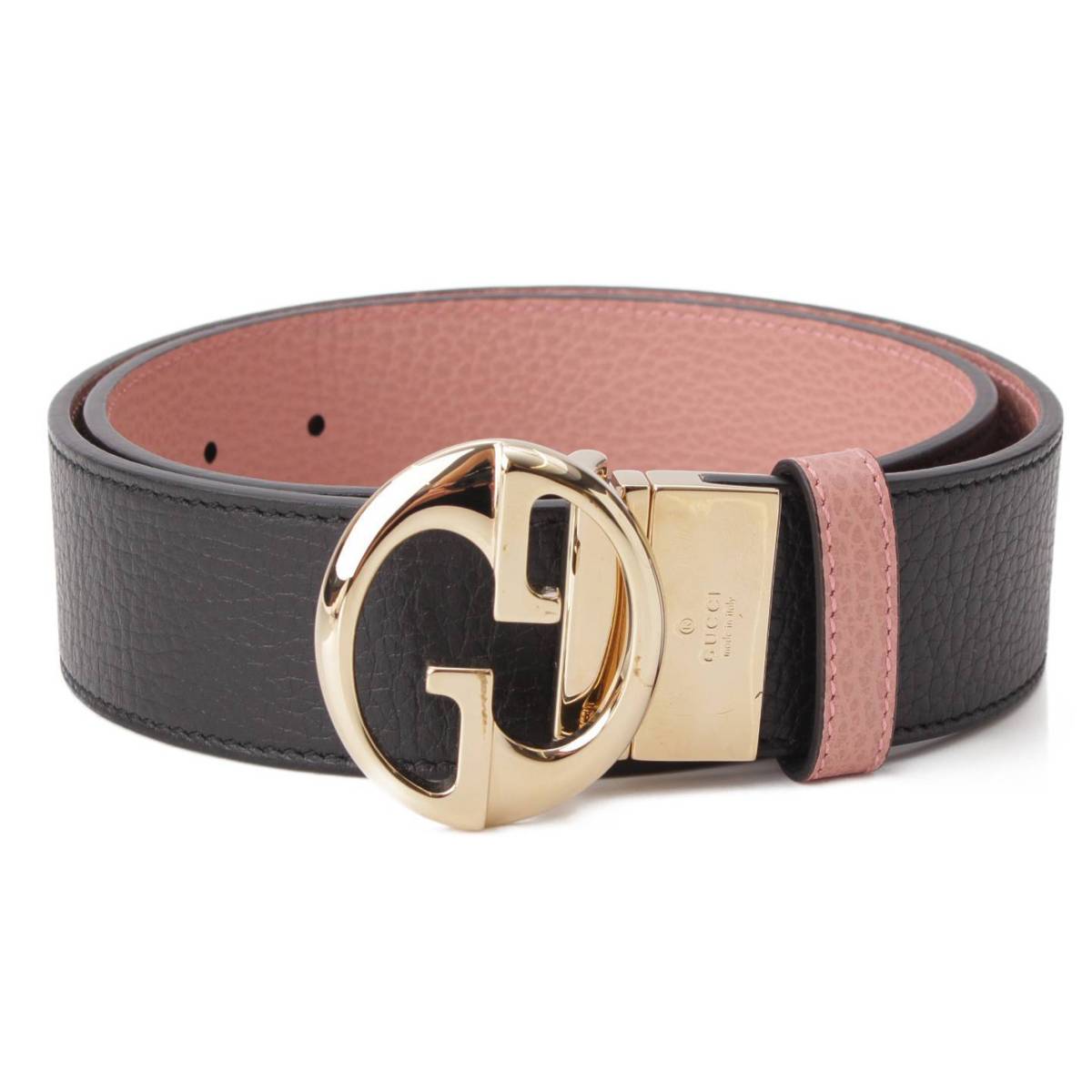 レディースベルト グッチ Gucci Gg ロゴ バックル レザー リバーシブル ベルト ブラック ピンク 80 32 中古 鑑定済 正規品保証 Retro