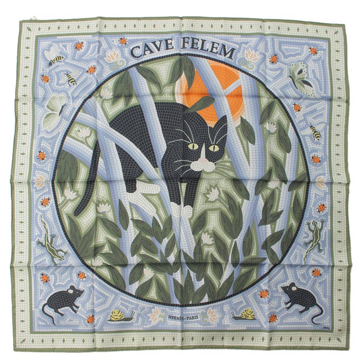 楽天市場】HERMES(エルメス) CAVE FELEM 猫に注意 カレ90
