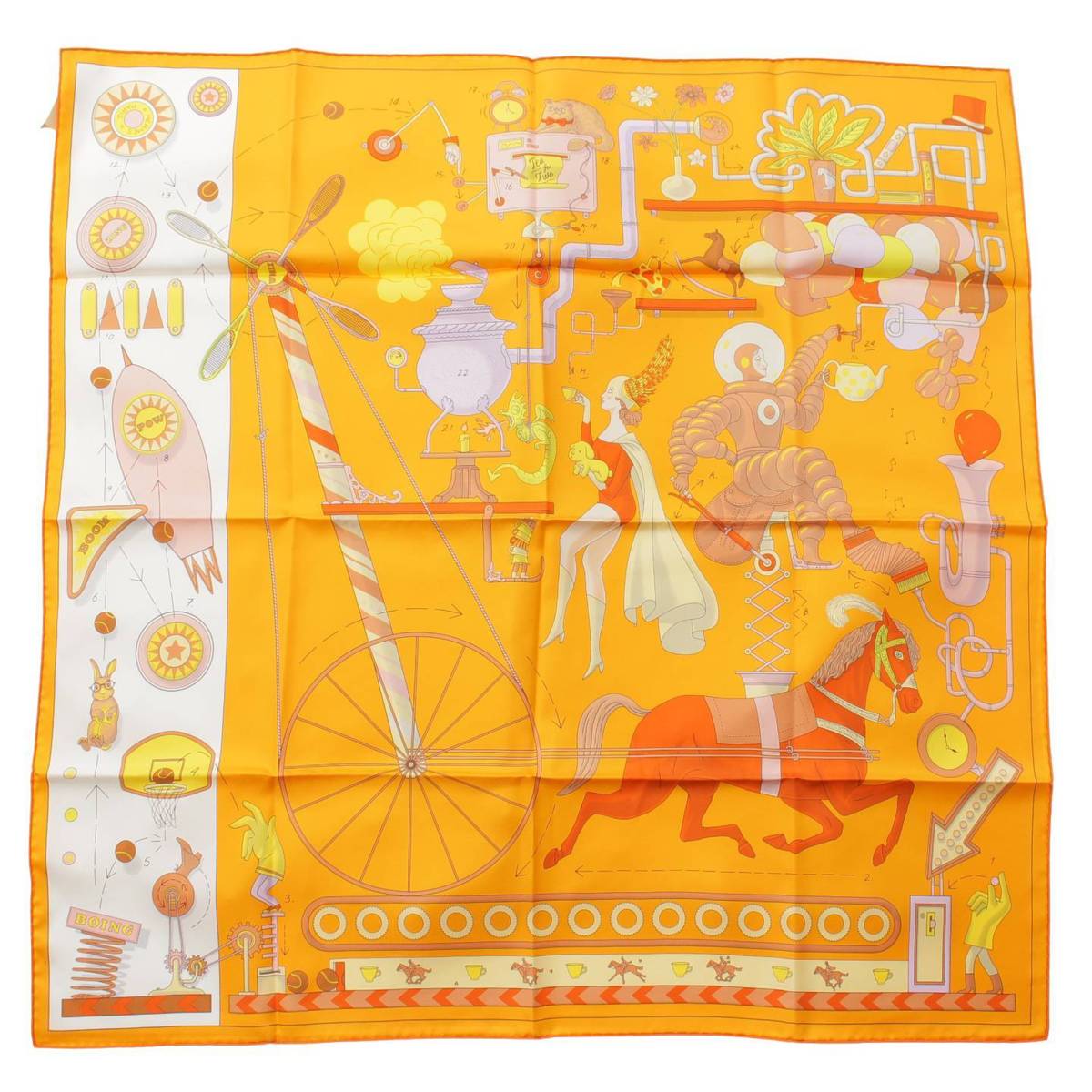 【楽天市場】【エルメス】Hermes カレ90 シルクスカーフ Tea for Two ティー・フォー・トゥー オレンジ×イエロー 未使用