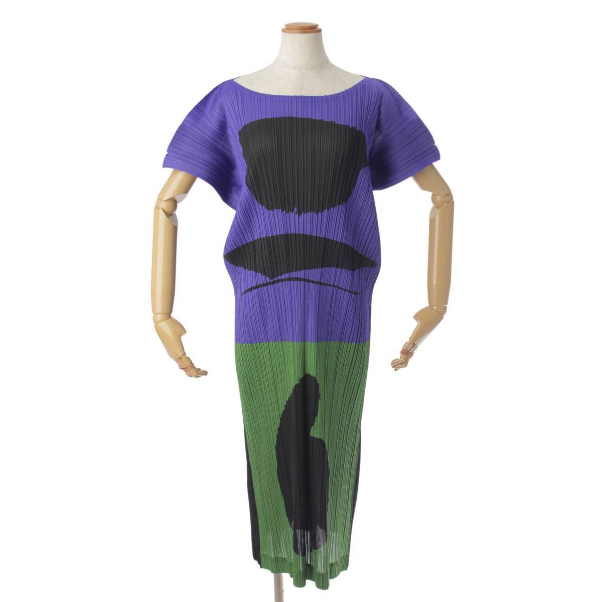 ISSEY MIYAKE IKKO TANAKA FUTOI KIGO polyester Pleated long one piece dress PP61-JH522 multicolor 3 main image 0