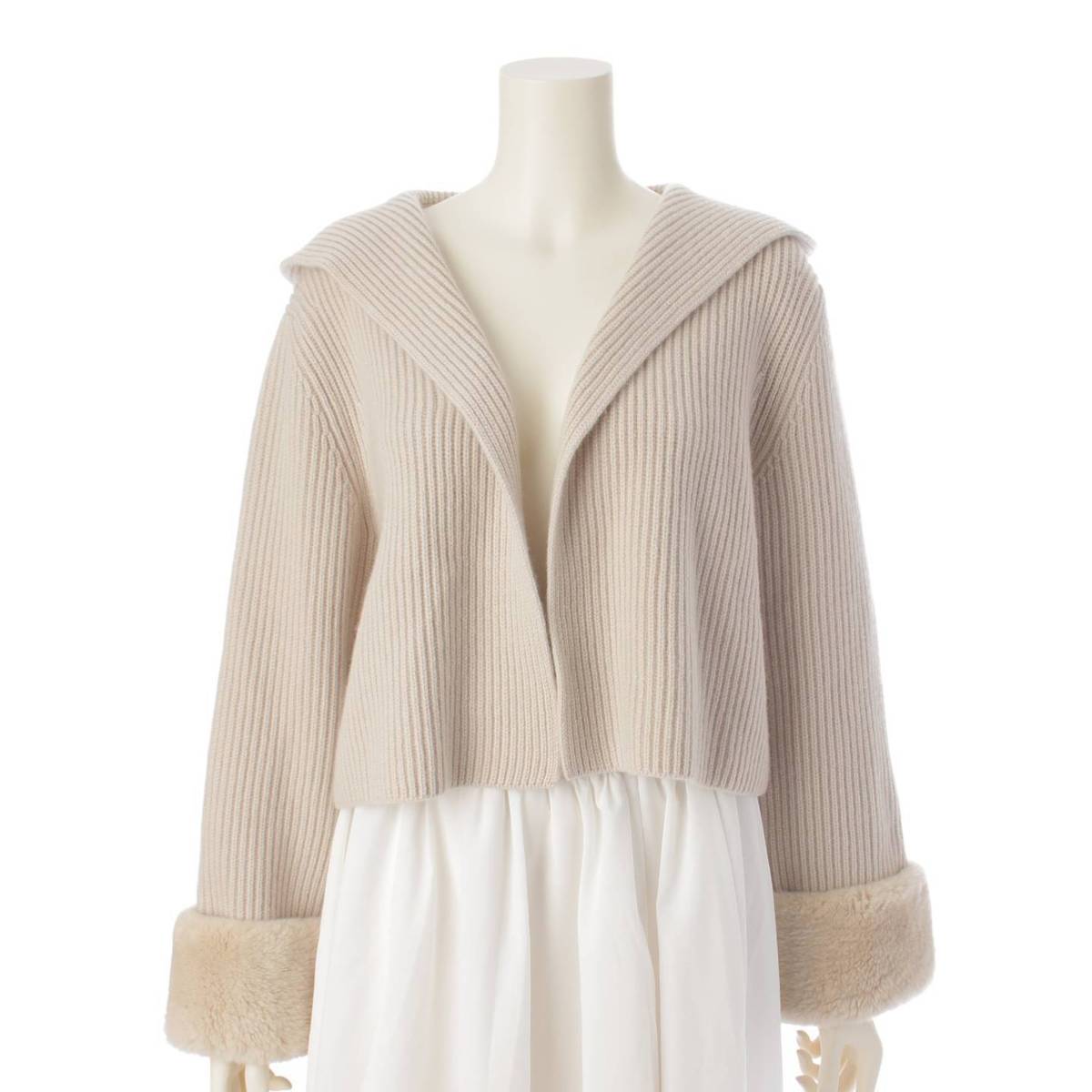 FOXEY フォクシー カシミヤブレンド 長袖 ニットジャケット 38 ベージュ系 レディース main image 0