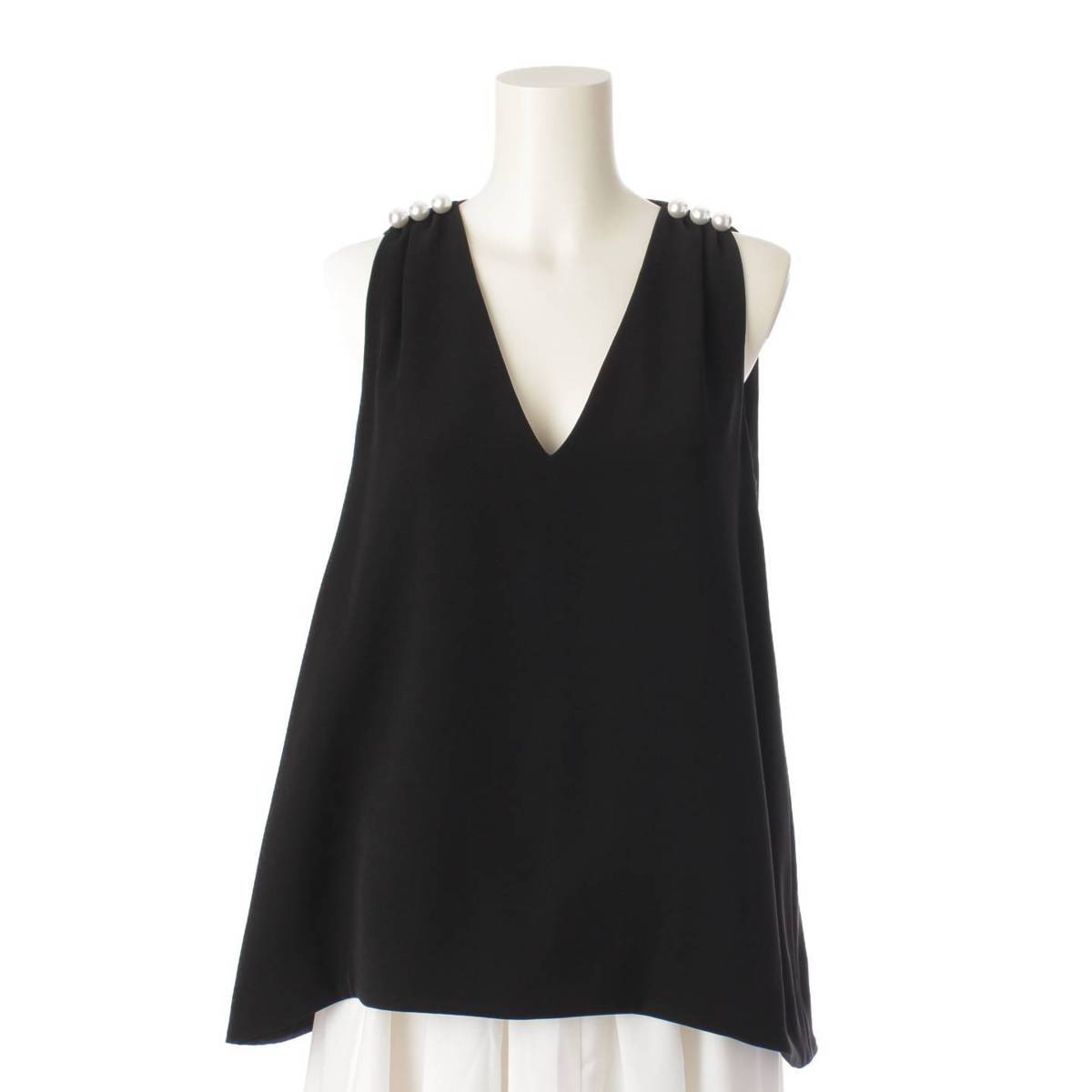 Yokochan Pearl Sleeveless Top Blouse YCB-320-230 Black 36 [Used] [Authentic Product Guaranteed]