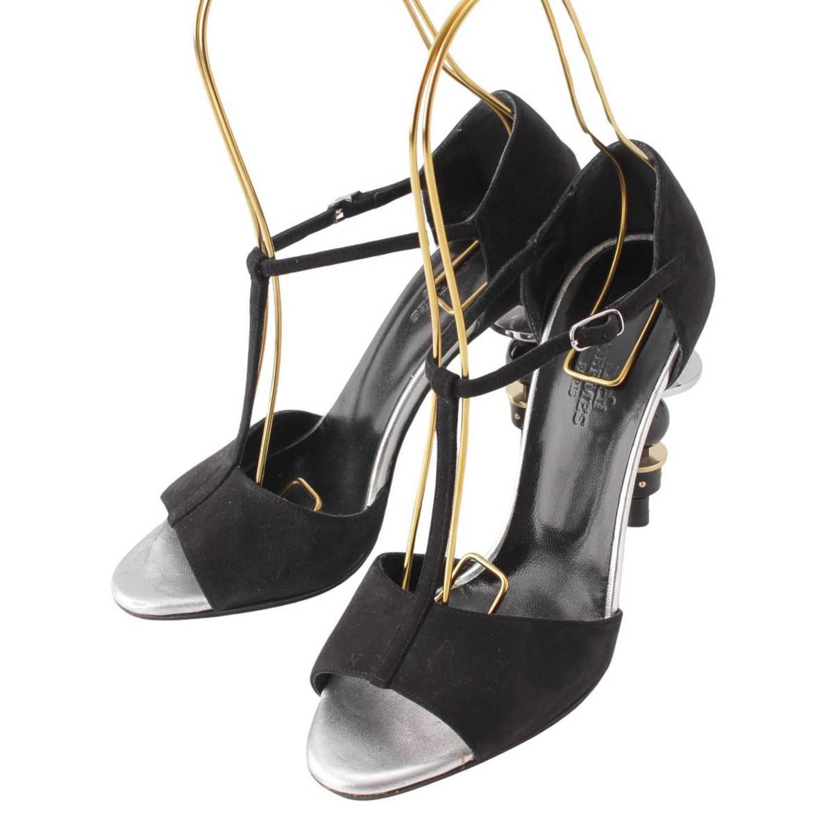 【エルメス】Hermes　TANGO タンゴ スエード ベルト ストラップ サンダル パンプス ブラック 36 【中古】【鑑定済・正規品保証】198531