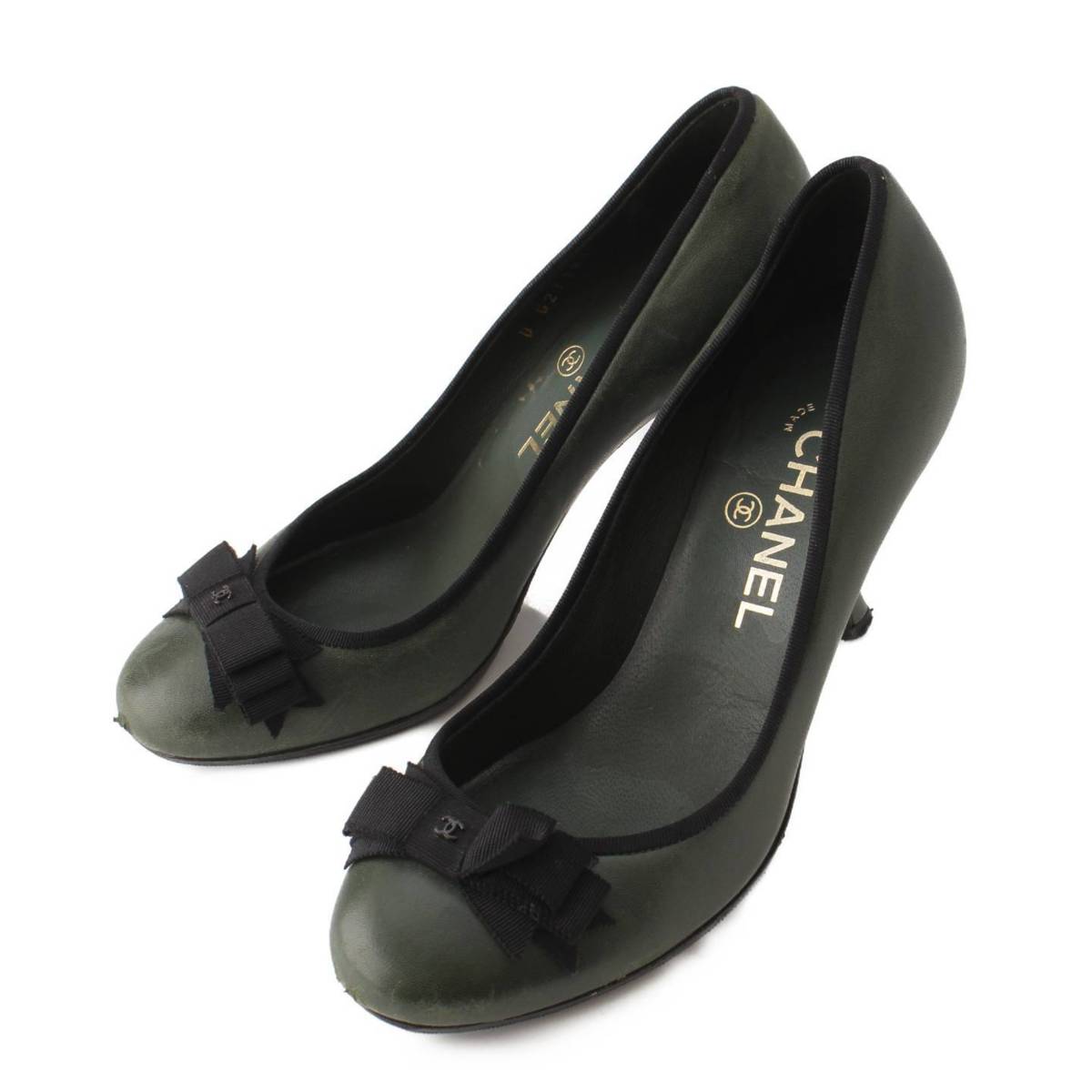 楽天市場】【シャネル】Chanel ココマーク レザー リボン フラット