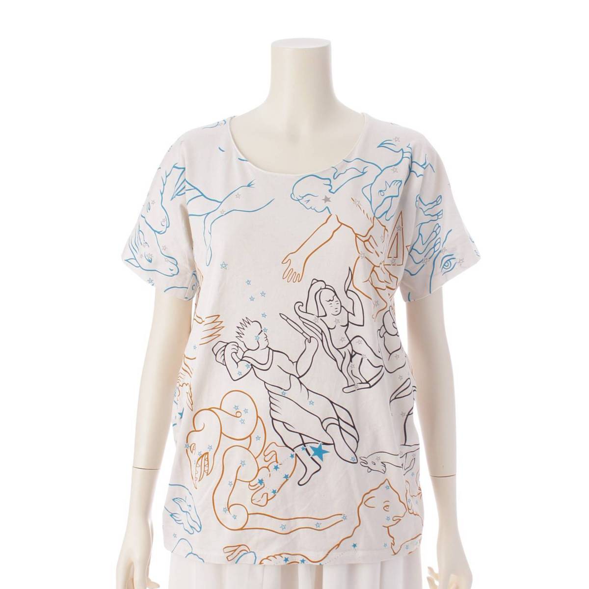 【エルメス】Hermes　星座 コットン 半袖 Tシャツ トップス ホワイト 38 【中古】【鑑定済・正規品保証】203105｜retro