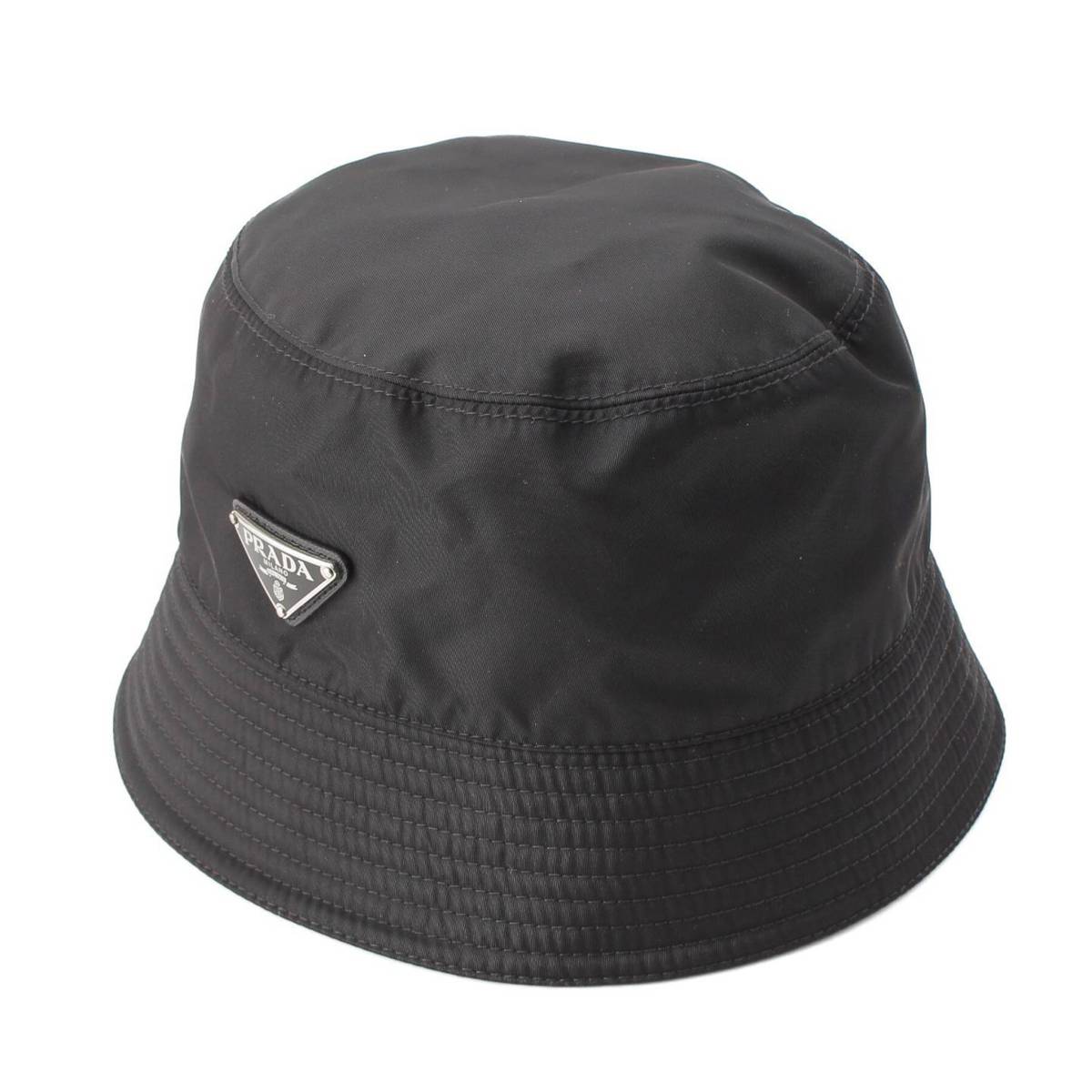 Prada 23年 RE-NYLON ナイロン トライアングルロゴ バケットハット 帽子 ブラック S (205136