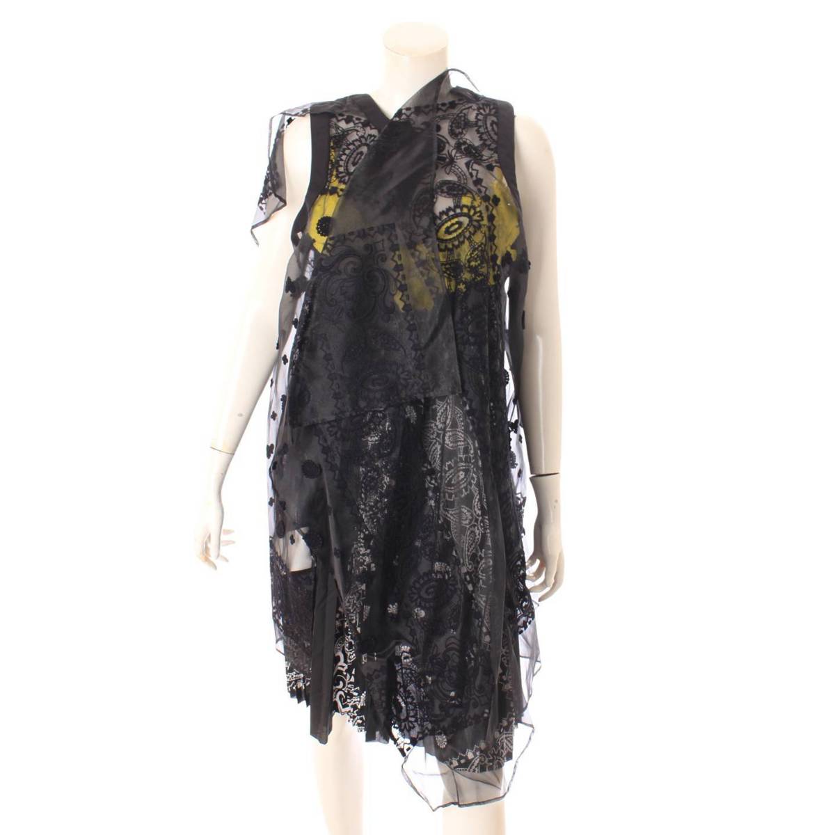 sacai luck サカイ ドッキングワンピース 異素材ミックス 濃グレー 黒 sacai luck サカイ ラック 異素材ミックス チュニック ワンピース