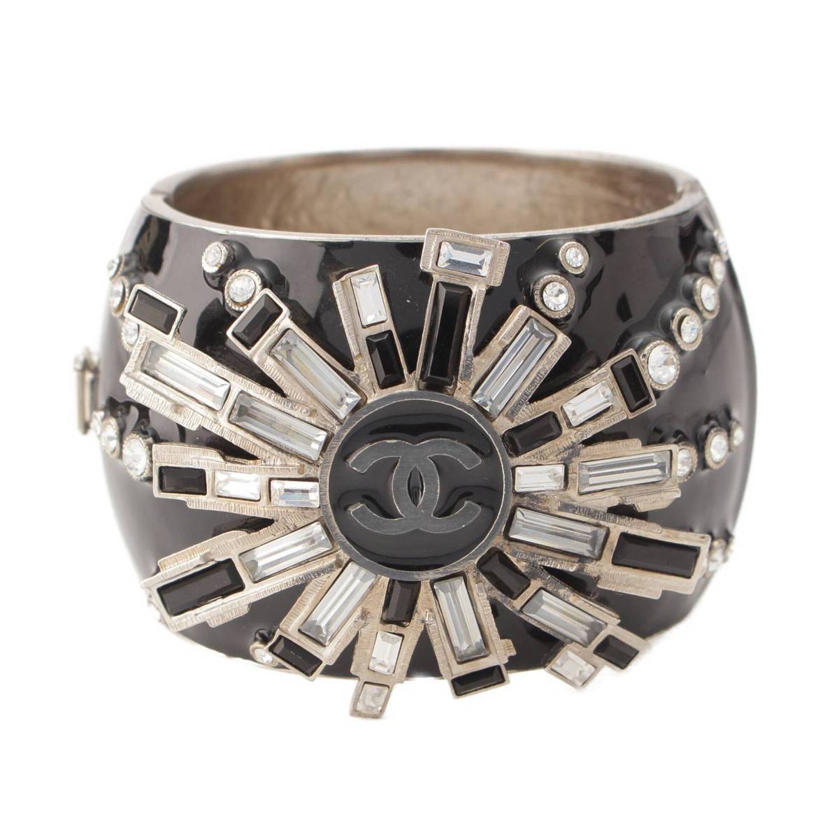 【楽天市場】【シャネル】Chanel 05A ココマーク ラインストーン ビジュー ワイドバングル アクセサリー ブラック 【中古】【鑑定済 ...