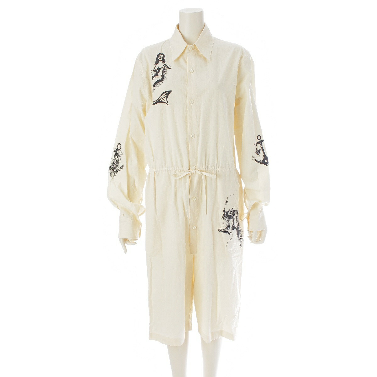 PRADA 22SSコットン タコ 人魚魚拓ジャンプスーツ オールインワン PRADA 22SSコットン タコ 人魚魚拓ジャンプスーツ オールインワン