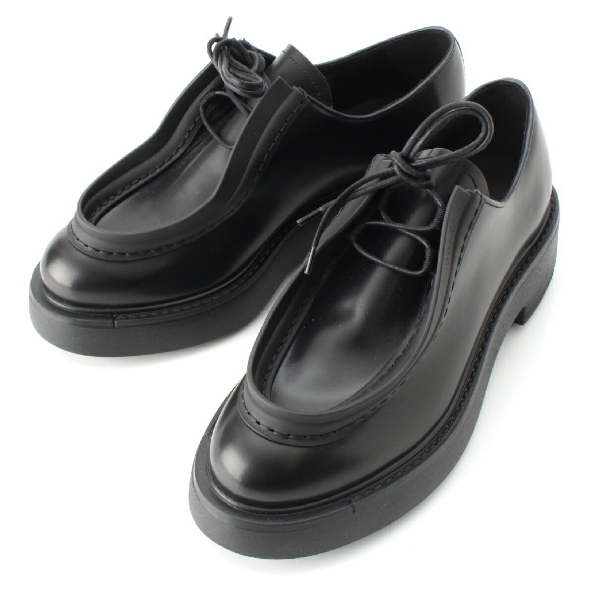 Prada 23AW フラッシュドレザー レースアップ シューズ 2EG421 ブラウン×グリーン 8 1/2 (192375