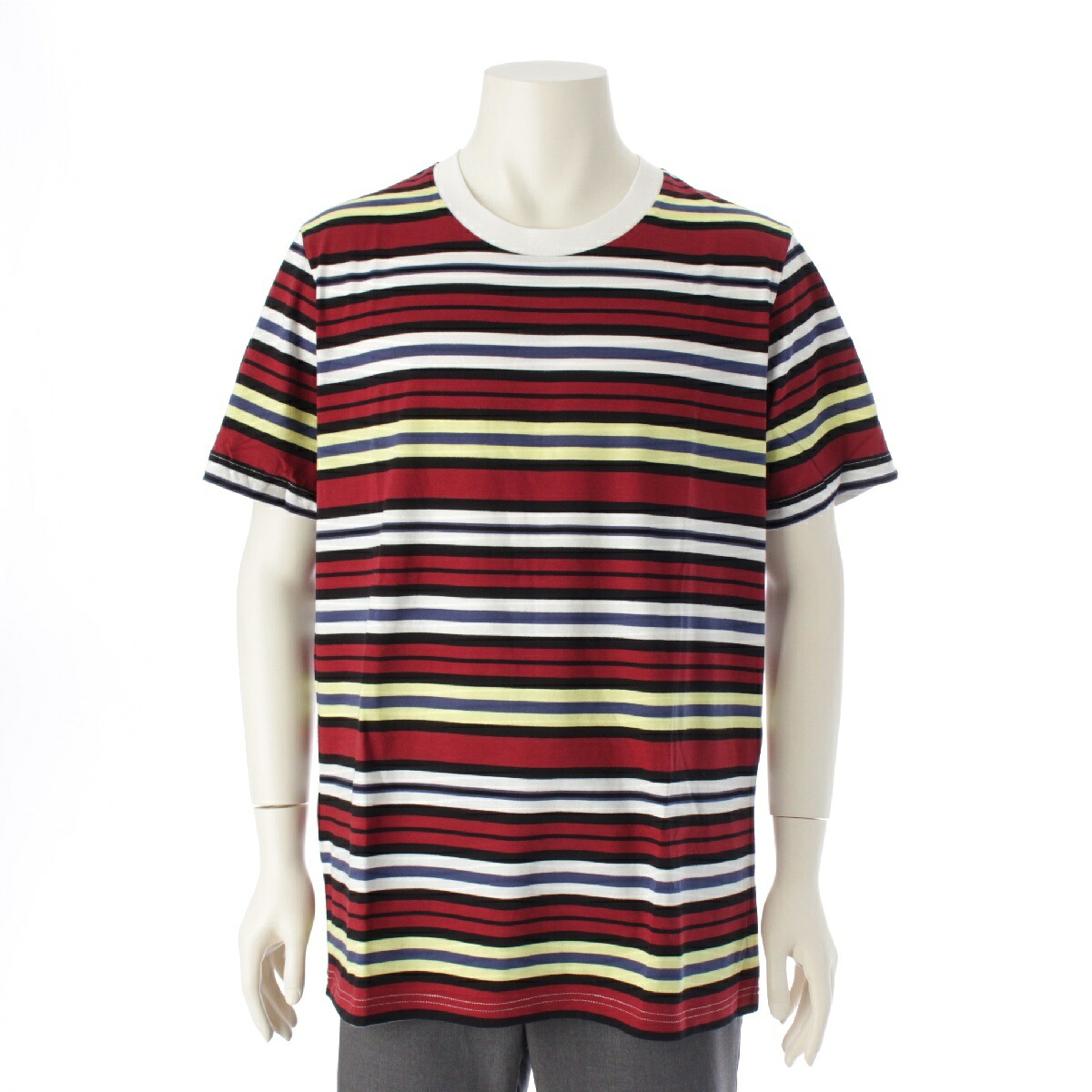 マルニ MARNI 23AW コットン ボーダー クルーネック パック 半袖Tシャツ トップス カットソー HUMU0151EX マルチカラー 52【中古】【正規品保証】