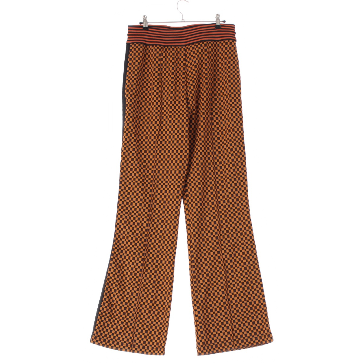マルニ MARNI 22SS ナイロン ドローストリング セミフレアシルエット チェック ボトムス ジャージ ボトムス オレンジ ブラック 46【中古】【正規品保証】｜retro
