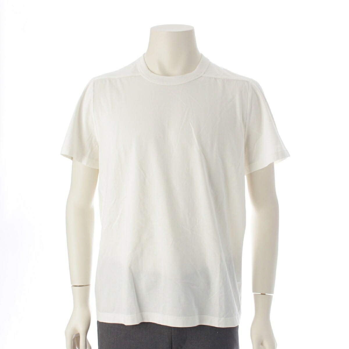 リックオウエンス Rick Owens 24SS SHORT LEVEL T コットン クルーネック 半袖Ｔシャツ トップス カットソー RU01D3265 ミルク オフホワイト XL【中古】【正規品保証】