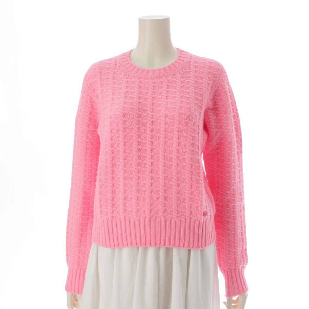 CHANEL リブ編み 半袖セーター 38 ピンク・ブルー CHANEL シャネル トップス 半袖ニット P56636K07418 レディース