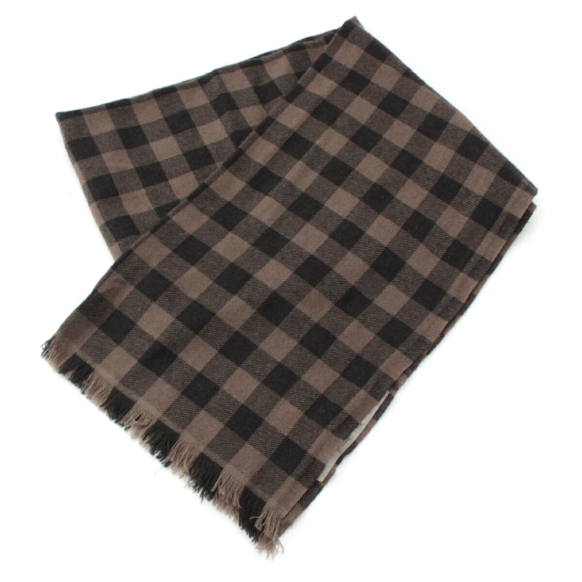 リックオウエンス Rick Owens 22AW カシミヤ シルク バッファローチェック 大判 ストール スカーフ ショール RU02B2470 ブラウン ブラック【中古】【正規品保証】｜retro