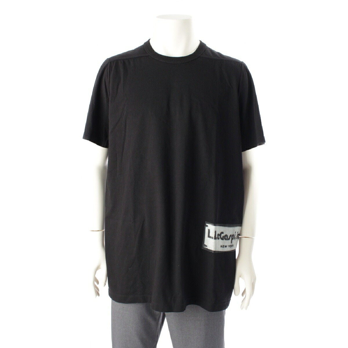 リックオウエンス Rick Owens 19AW LEGASPI INK PATCH T-SHIRT コットン クルーネック プリント 半袖Tシャツ カットソー トップス RR19F4264 ブラック XL【中古】【正規品保証】