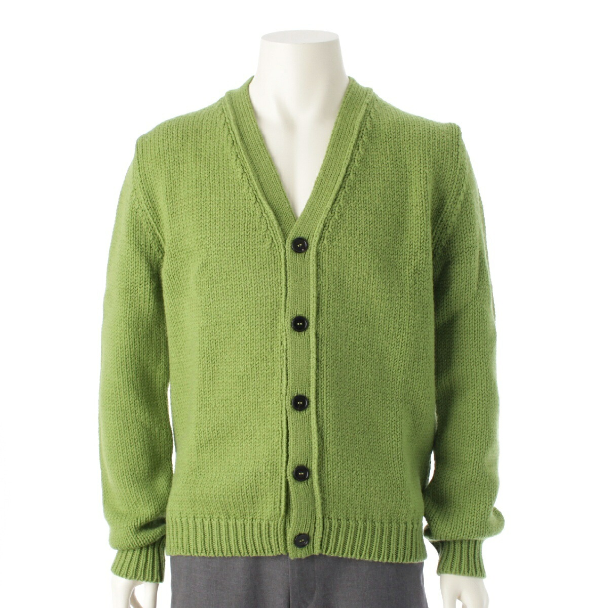 マルニ MARNI 23SS ウール バックエンブロイダリーロゴ Vネック ニット カーディガン セーター トップス CDMG0099A0 グリーン 48【中古】【正規品保証】
