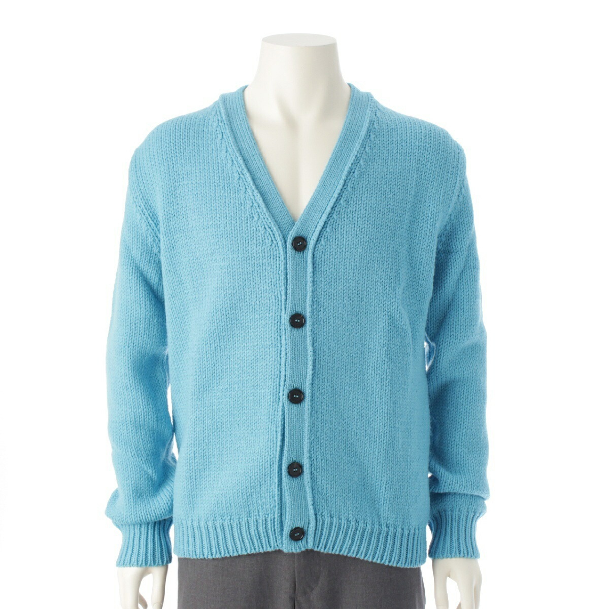 マルニ MARNI 23SS バックエンブロイダリーロゴ Vネック ニット カーディガン セーター トップス CDMG0099A0 ブルー 48【中古】【正規品保証】
