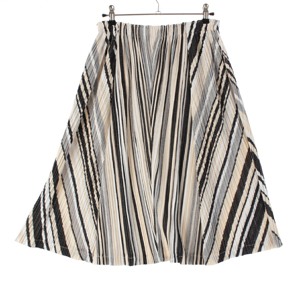 【楽天市場】プリーツプリーズ イッセイミヤケ PLEATS PLEASE ISSEY コットン混 ストライプ プリーツ キュロット スカート ...