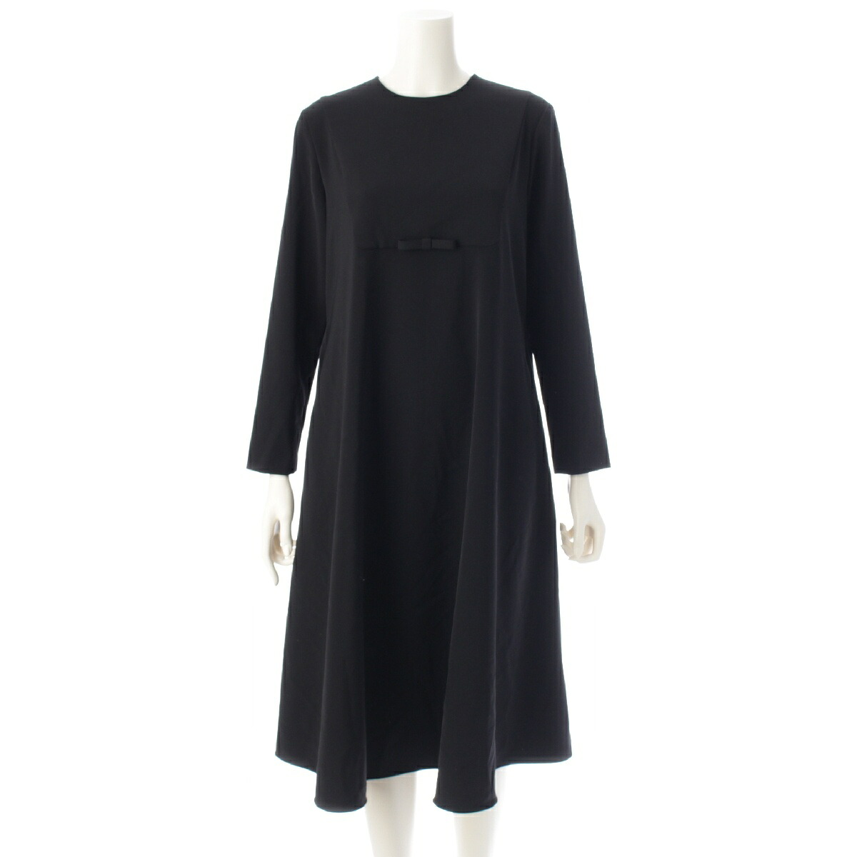 ヨリ yori 22AW セレモニーライン フォーマル リボン ドレス ワンピース 長袖 膝下丈 YR2224-138AW ブラック 36【中古】【正規品保証】