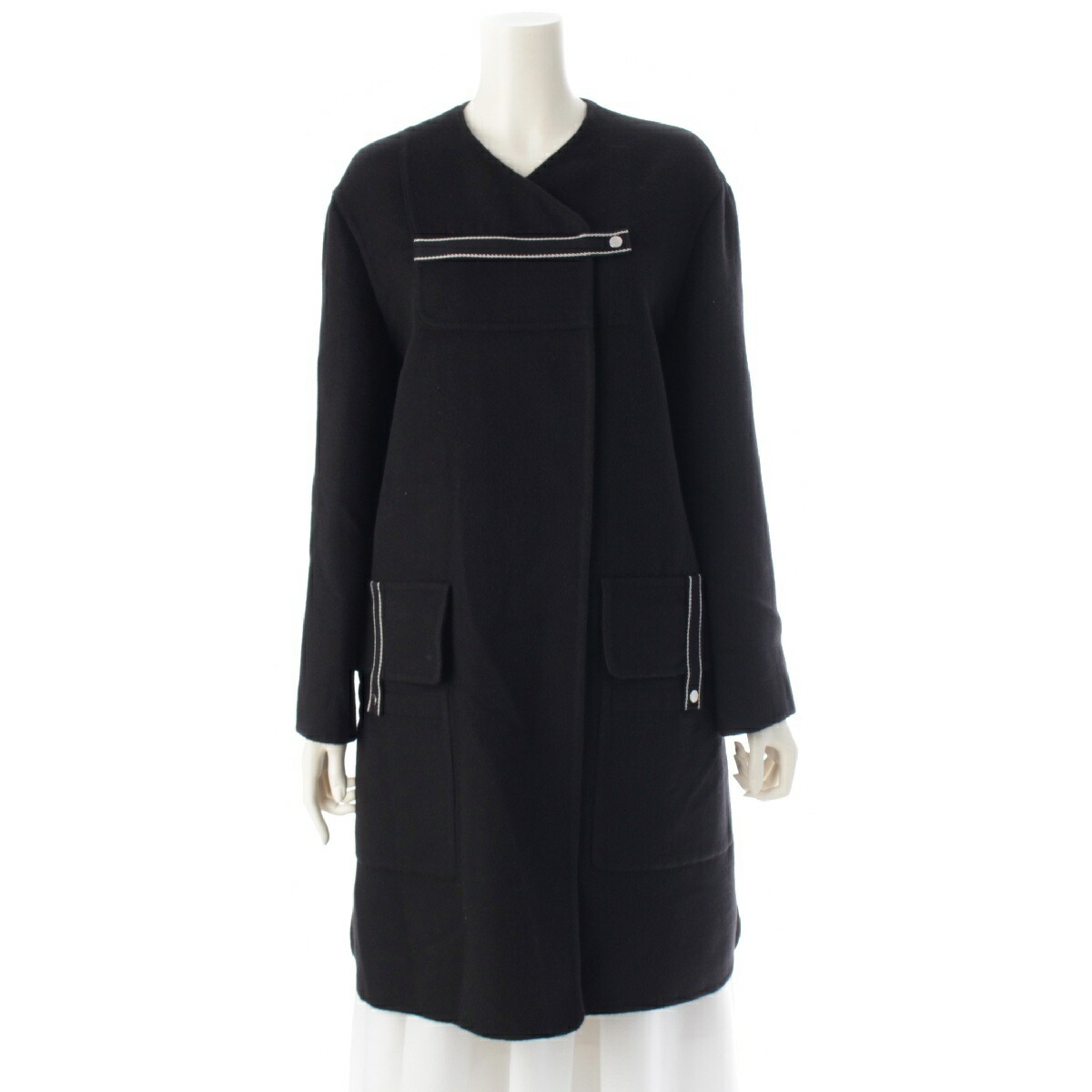 楽天市場】HERMES エルメス ショートコート ノーカラーコート