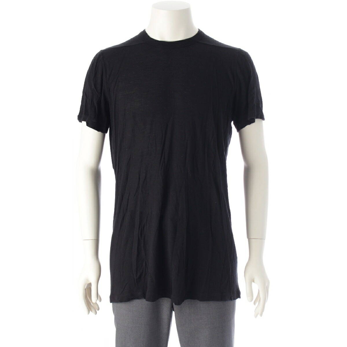 リックオウエンス Rick Owens 21AW 綿織物 LEVEL T クルーネックレベル 半袖Ｔシャツ RU02A5264 黒いこと L【中古】【置き目品引き請ける】 Tシャツ・カットソー-メンズファッション