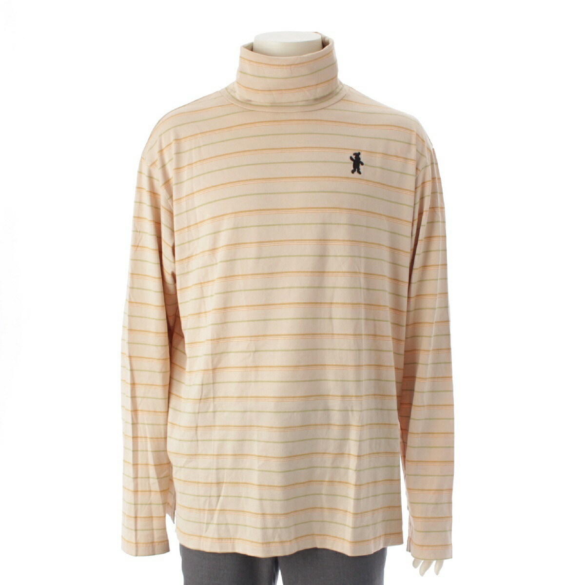 マルニ MARNI 20SS コットン ラビットモチーフ バックロゴ タートルネック ボーダー トップス ベージュ オレンジ系 50【中古】【正規品保証】