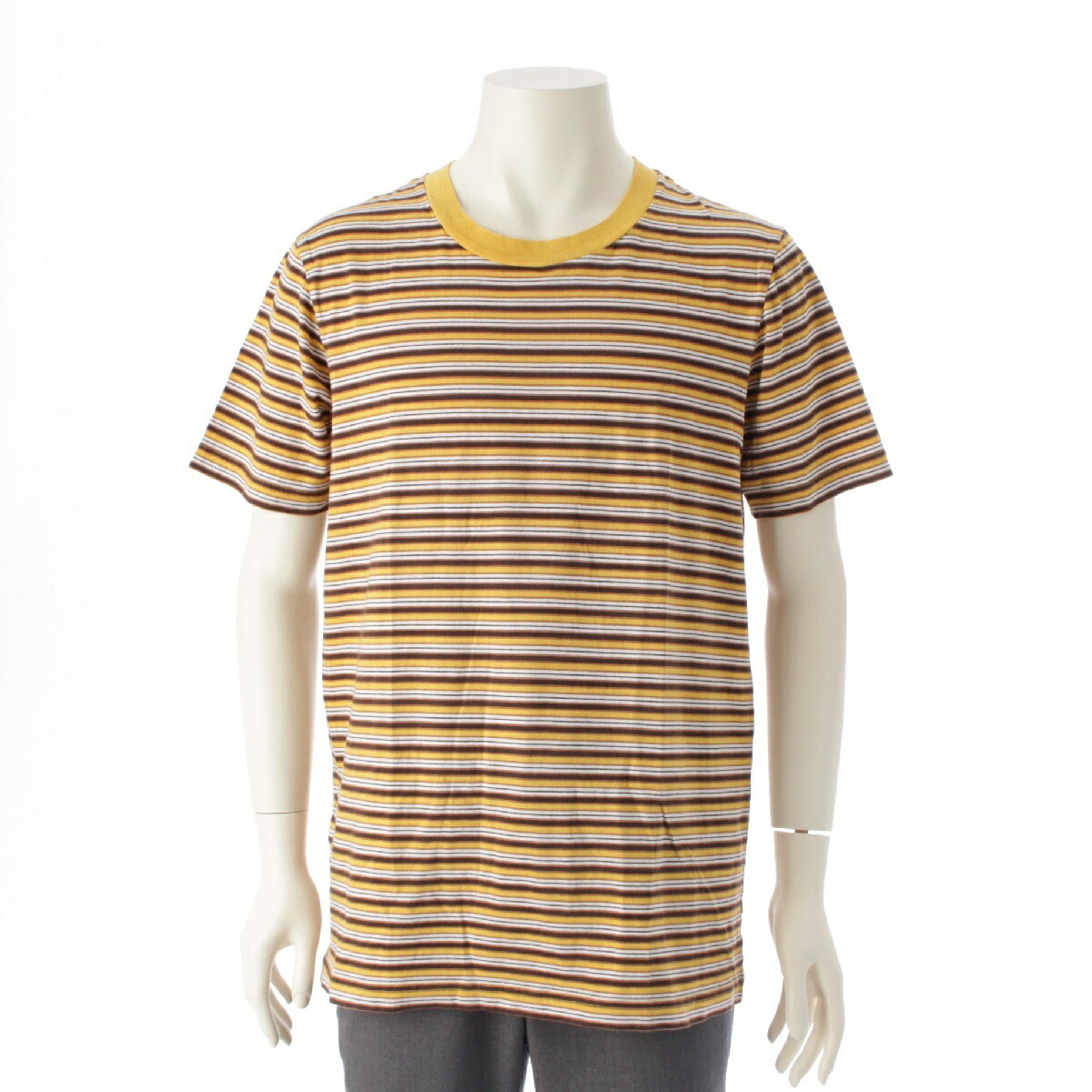 マルニ MARNI 22SS コットン ボーダー切替 クルーネック 半袖Ｔシャツ トップス カットソー マルチカラー イエロー系 56【中古】【正規品保証】 22,792円