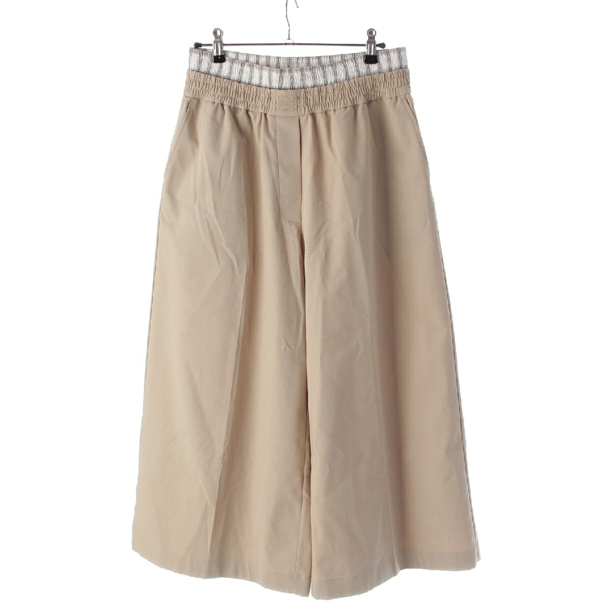 ロエベ LOEWE 25SS コットン アナグラムロゴ レイヤード クロップド チノパンツ トラウザーズスラックス ボトムス S359Y04XFH ベージュ S【中古】【正規品保証】｜retro 27,885円