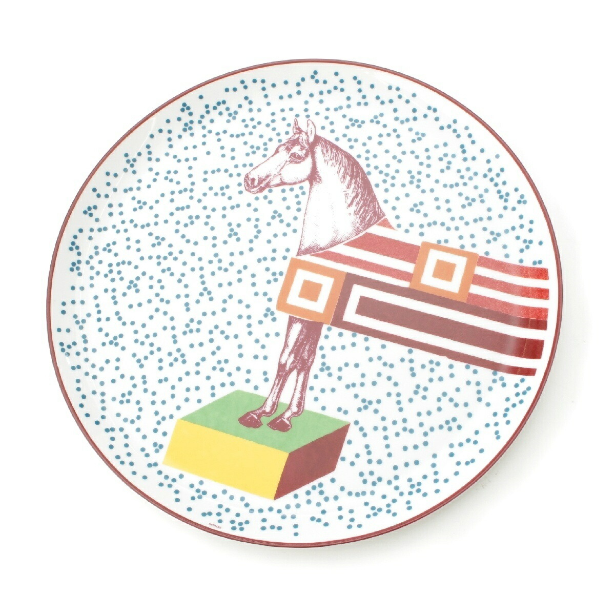 エルメス HERMES HIPPOMOBILE イポモビル デザート プレート 皿 食器 ホワイト 32cm【中古】【正規品保証】