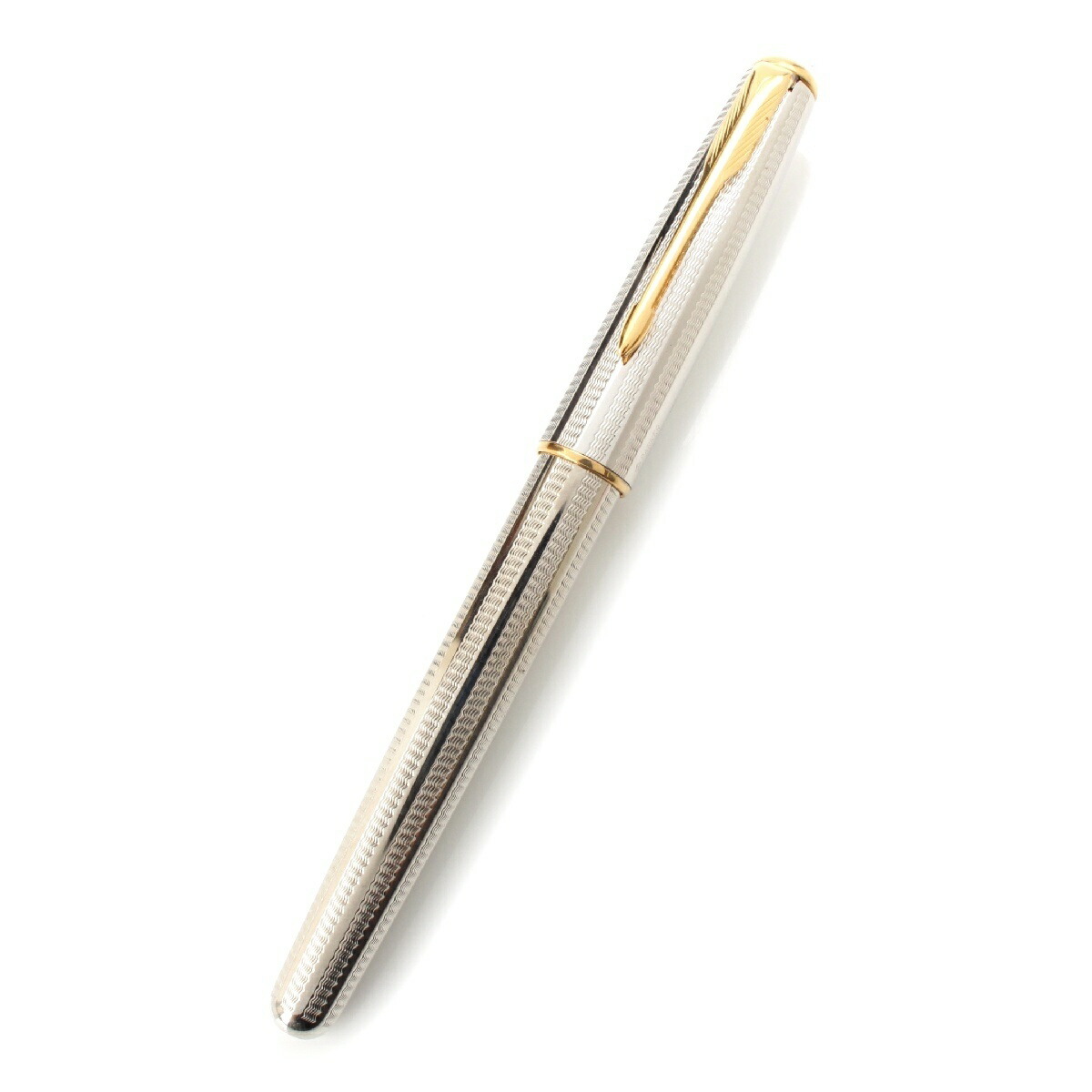 Parker - 美品 PARKER パーカー 万年筆 全長13 F字 銀 ゴールド 金 文房具 筆記用具 HU1412W1 Parker - 美品 PARKER パーカー 万年筆 全長13 F字 銀 ゴールド