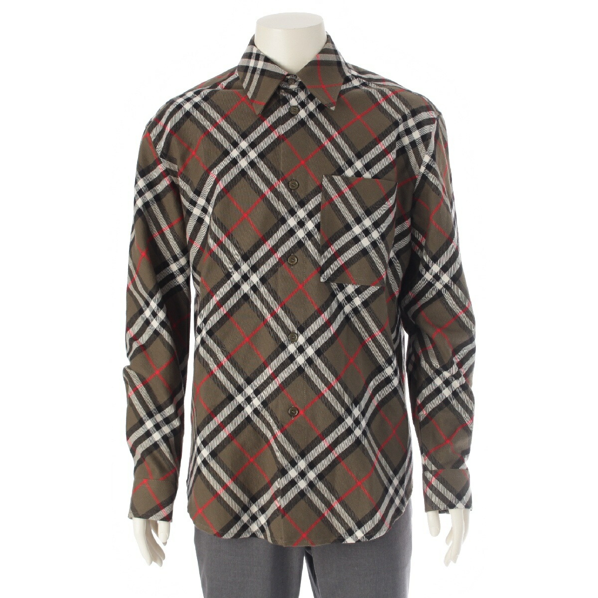 バーバリー ノバチェック シャツ 薄ベージュ 大きいサイズ 襟付 ホースロゴ BURBERRY バーバリー 19AW SW1 LOGO CHECK SHIRTS ノバチェック