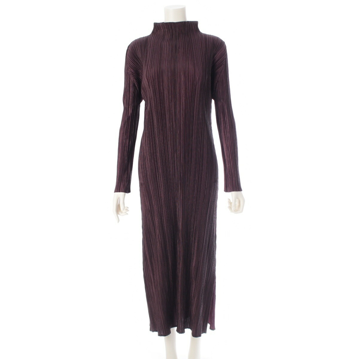 プリーツプリーズ イッセイミヤケ 半袖ワンピース 4 ポリエステル グレー 総柄 PLEATS PLEASE ISSEY MIYAKE - PLEATS PLEASE(プリーツプリーズ