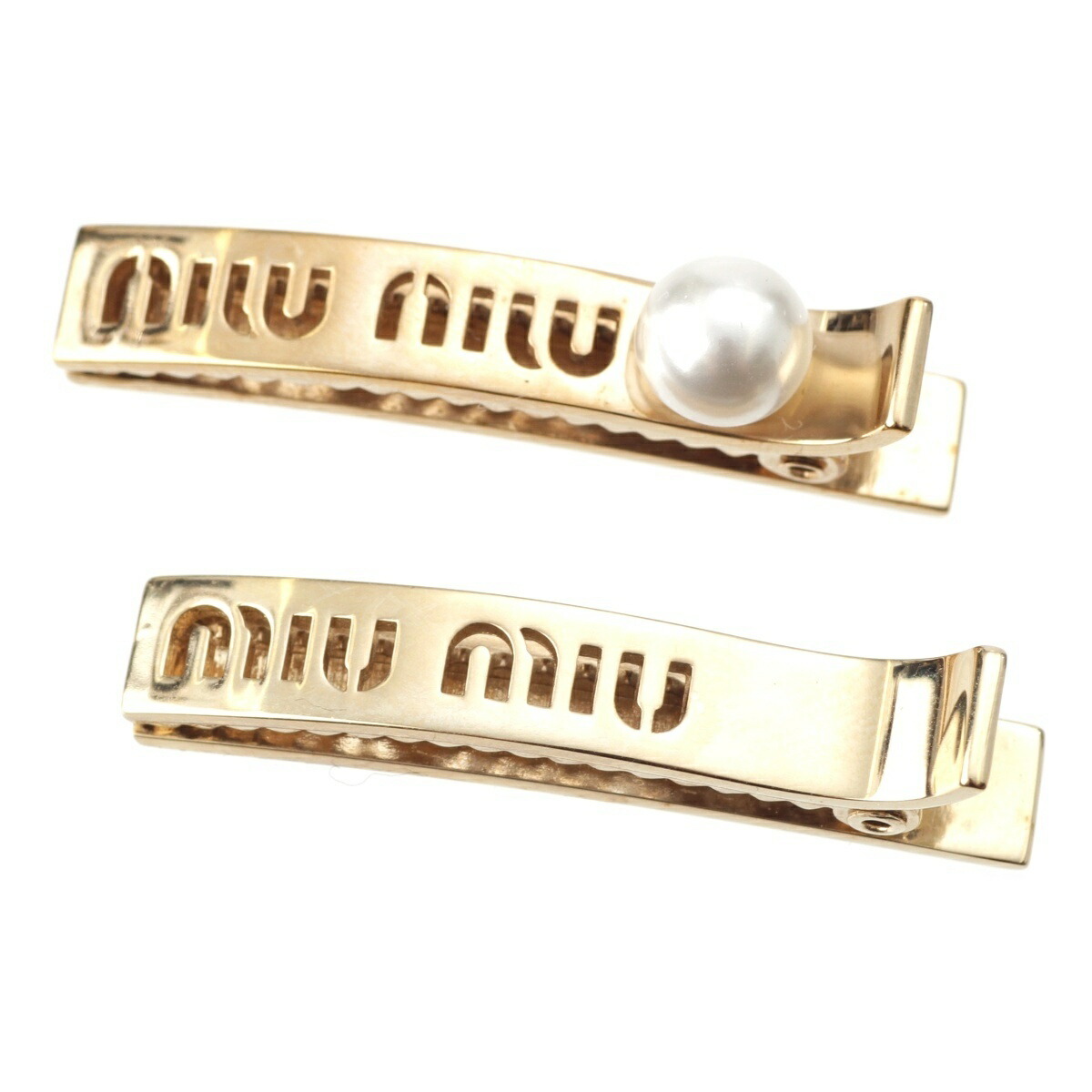 楽天市場】ミュウミュウ MIU MIU ヘアピン シルバーxクリア