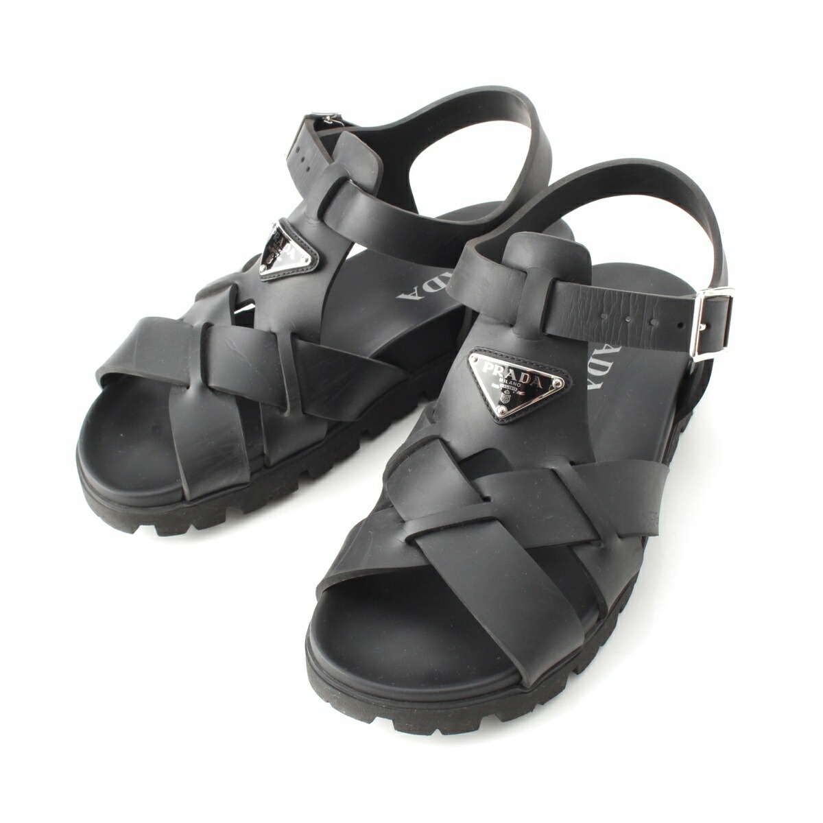 ☆訳あり安値！［PRADA］ ホワイト クロスストラップ サンダル 36.5☆ ☆訳あり安値！［PRADA］ ホワイト クロスストラップ サンダル