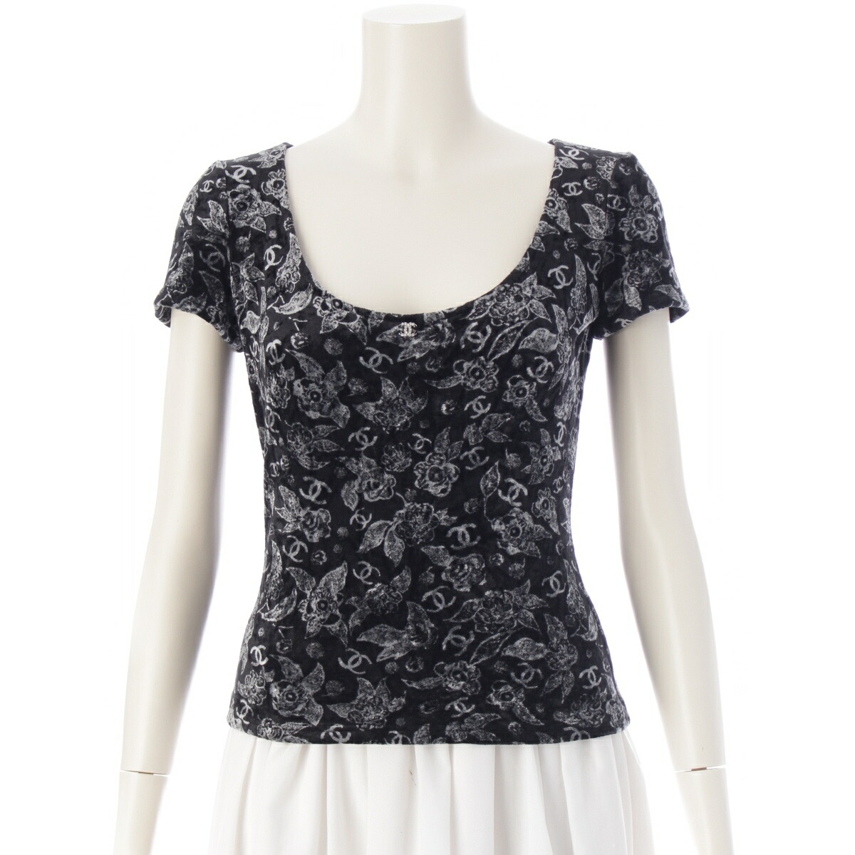 CHANEL シャネル　09P ベロア　ココマーク　総柄チュニック 楽天市場】【シャネル】Chanel 09P ココマーク 総柄 ベロア 半袖