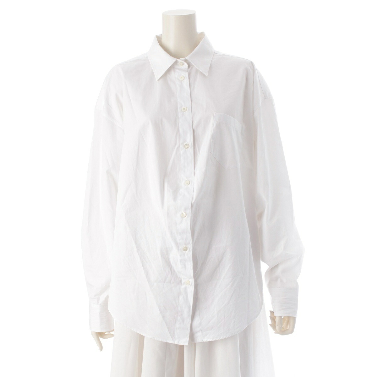 プラダ PRADA 22年 バックログ エンブロイダリー ポプリン ブラウス シャツ P439GR ホワイト 38【中古】【正規品保証】｜retro