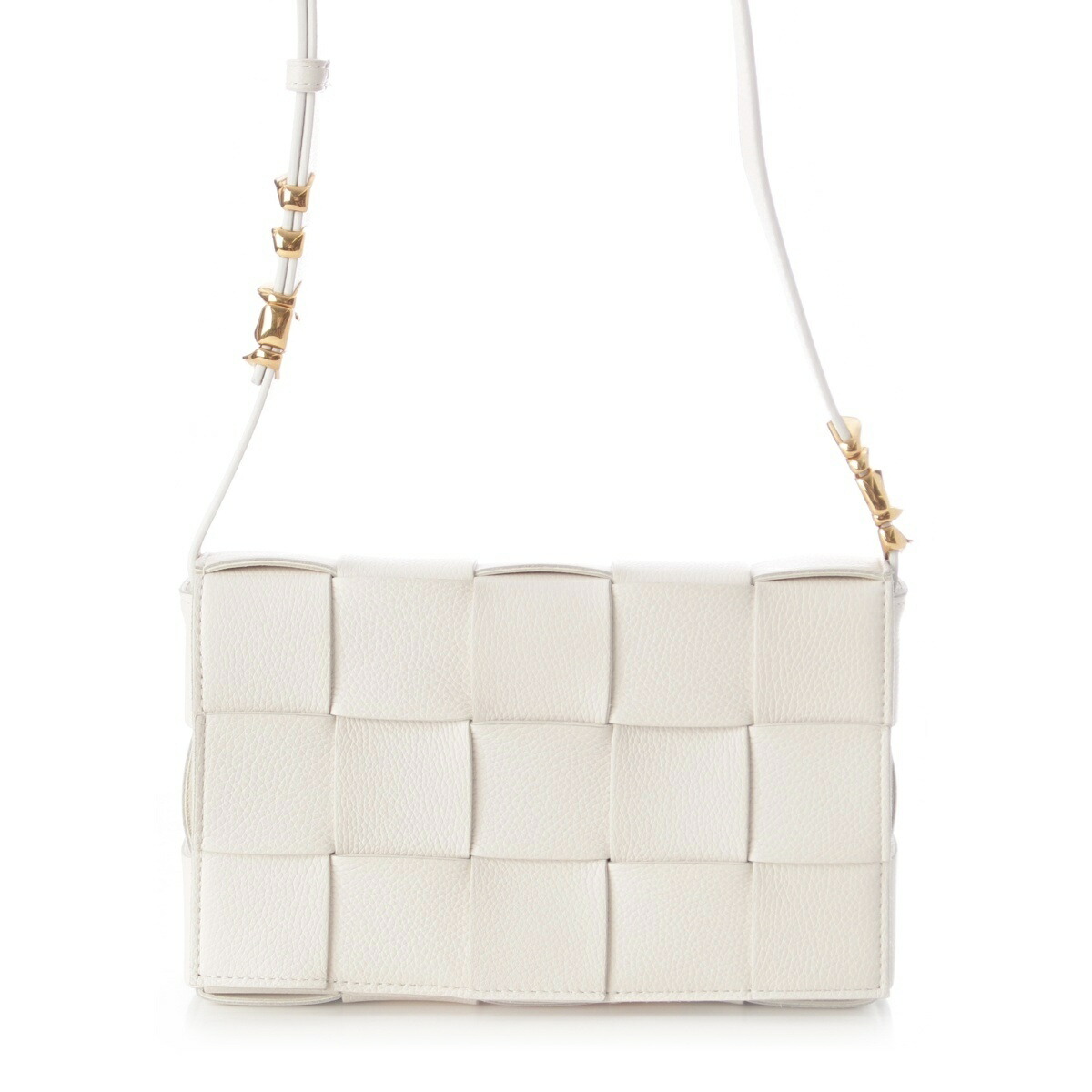 ボッテガヴェネタ BOTTEGAVENETA イントレチャート テープ ゴールド金具 ショルダーバッグ 666870 白いこと【中古】【置き目品引き受ける】