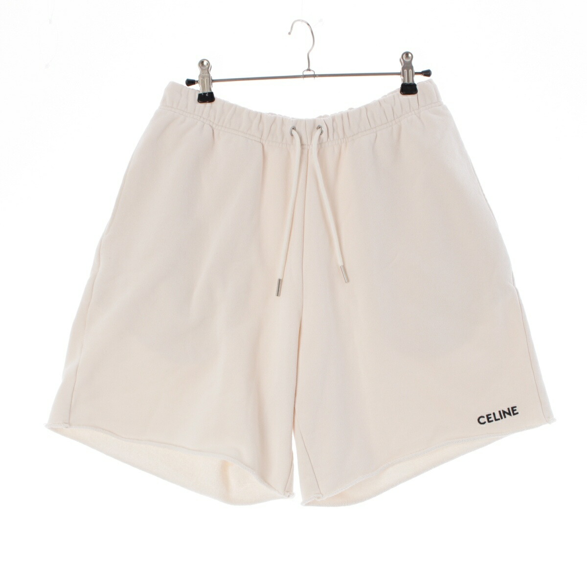 CELINE セリーヌ　リネン　ハーフパンツ　シルバーロゴボタン　38 CELINE - 未使用 CELINE セリーヌ 2Z197121O ハーフパンツ L