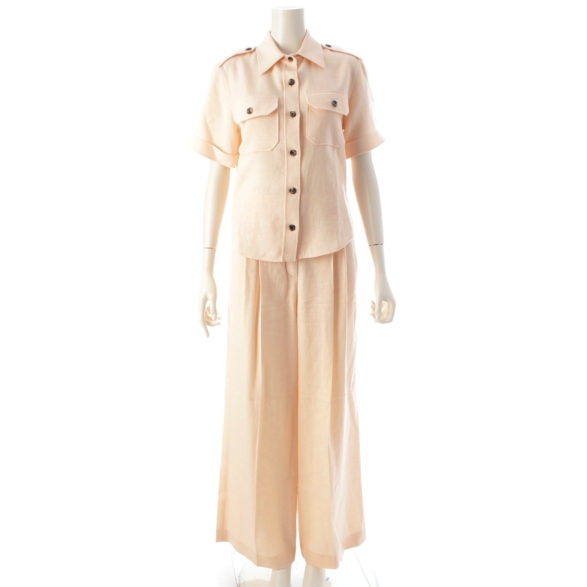 ロロピアーナ Loro Piana アンナリーザ リネン 羊毛 ズボン下セットアップ トップス ボトムス FAM7333/FAN1468 サクラ色 36/38【中古】【定まり品引き請ける】