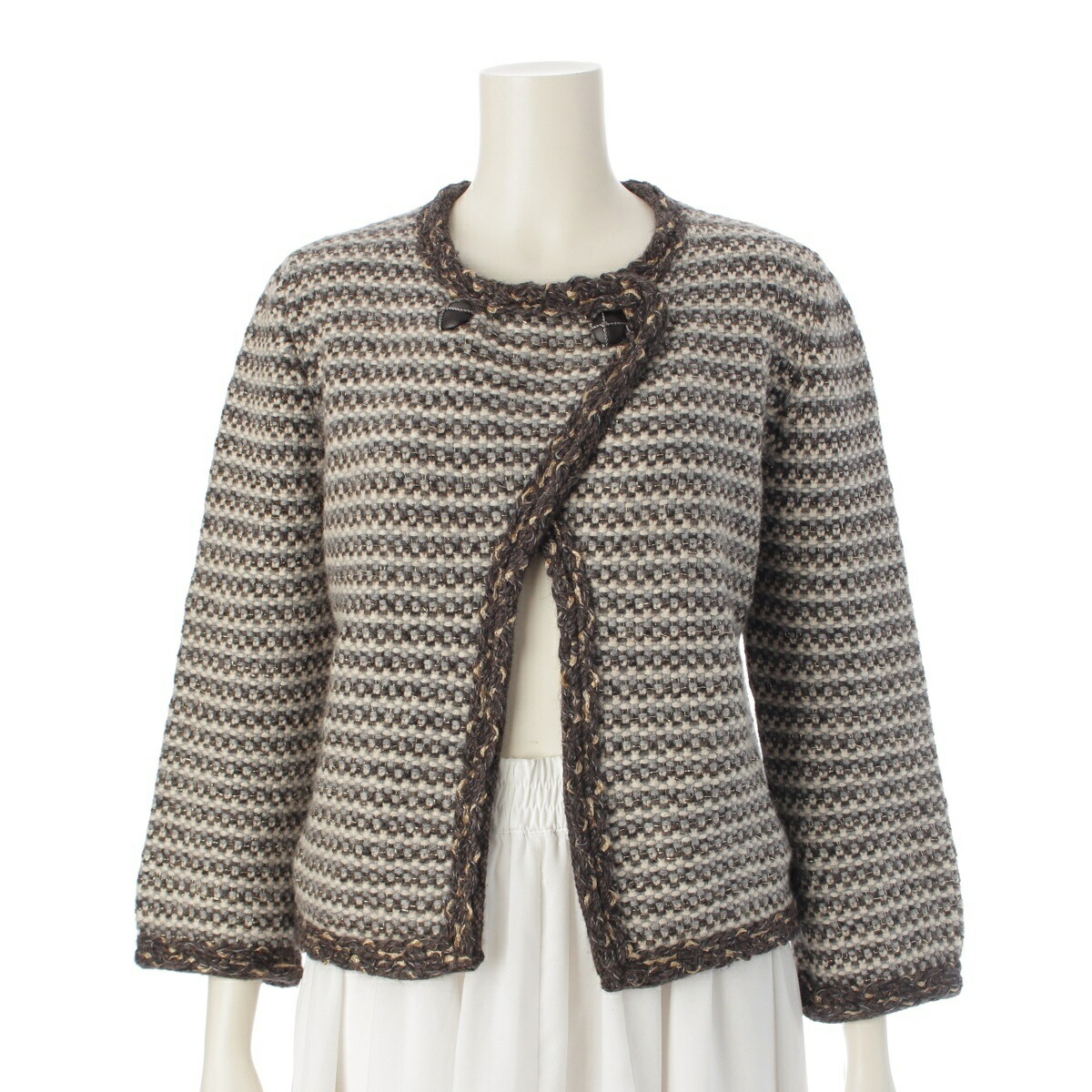 楽天市場】【シャネル】Chanel 07A カシミヤ ノーカラー カーディガン