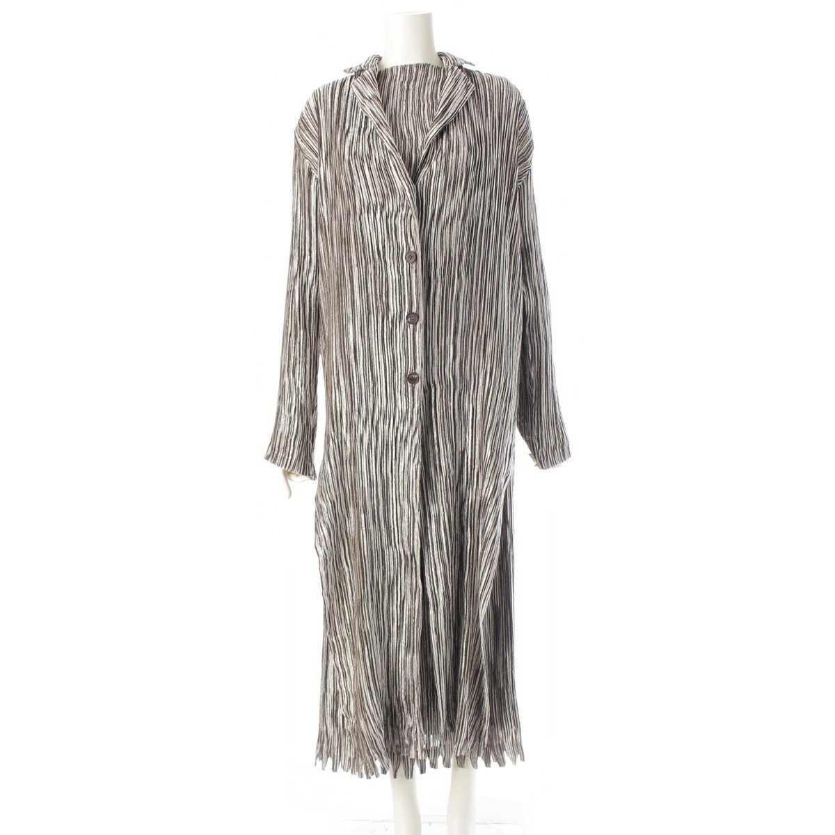 イッセイミヤケ ISSEY MIYAKE 筋目 縞模様 おまとめ 3天下太平 書き割り ジレー トップス スコート IM24FA903/IM24J981/IM24FG943 薄墨色 ベージュ 3【中古】【定め事品引きうける】