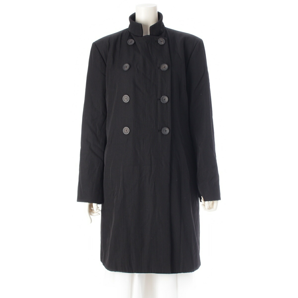 【グッチ】トムフォード期　ロングコート カシミヤ混 40 黒　比翼ボタン グッチ】トムフォード期 ロングコート カシミヤ混 40 黒 比翼