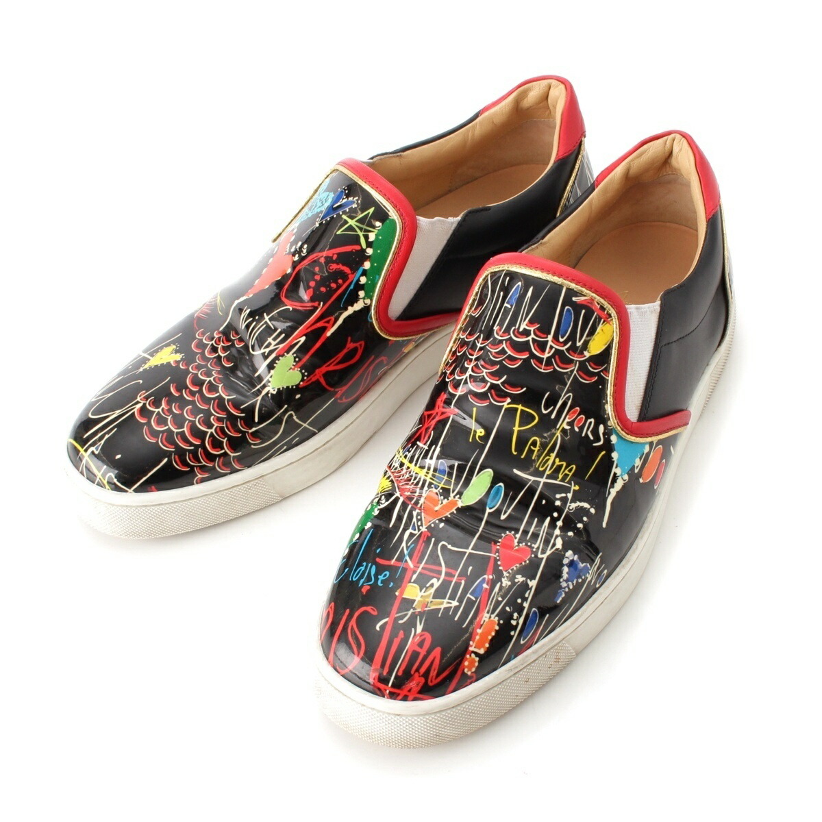 Christian Louboutinレザーシューズローファースリッポンパイソン