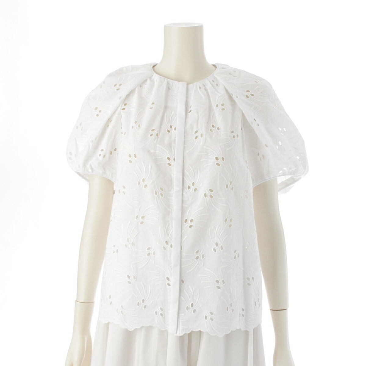 ドゥロワー　M.SUMMER1 エンブロレースハーフスリーブブラウス　36 ドゥロワー M.SUMMER1 エンブロレースハーフスリーブブラウス 36