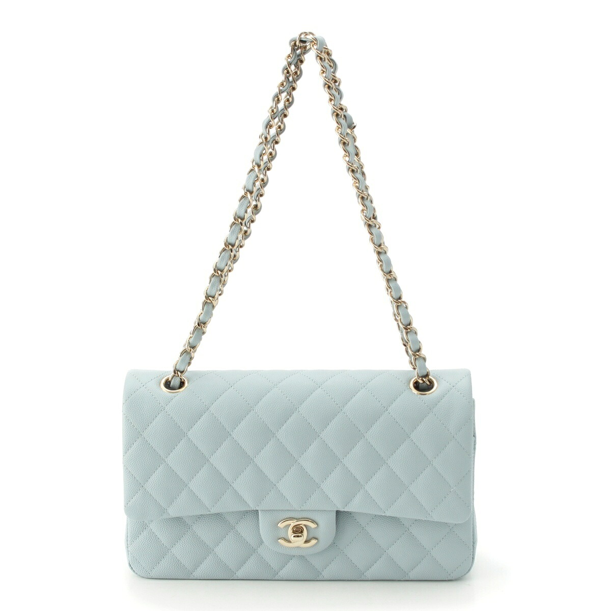 シャネル CHANEL マトラッセ25 11.12 クラシック キャビアスキン チェーン ショルダーバッグ A01112 ブルー【中古】【正規品保証】|retro