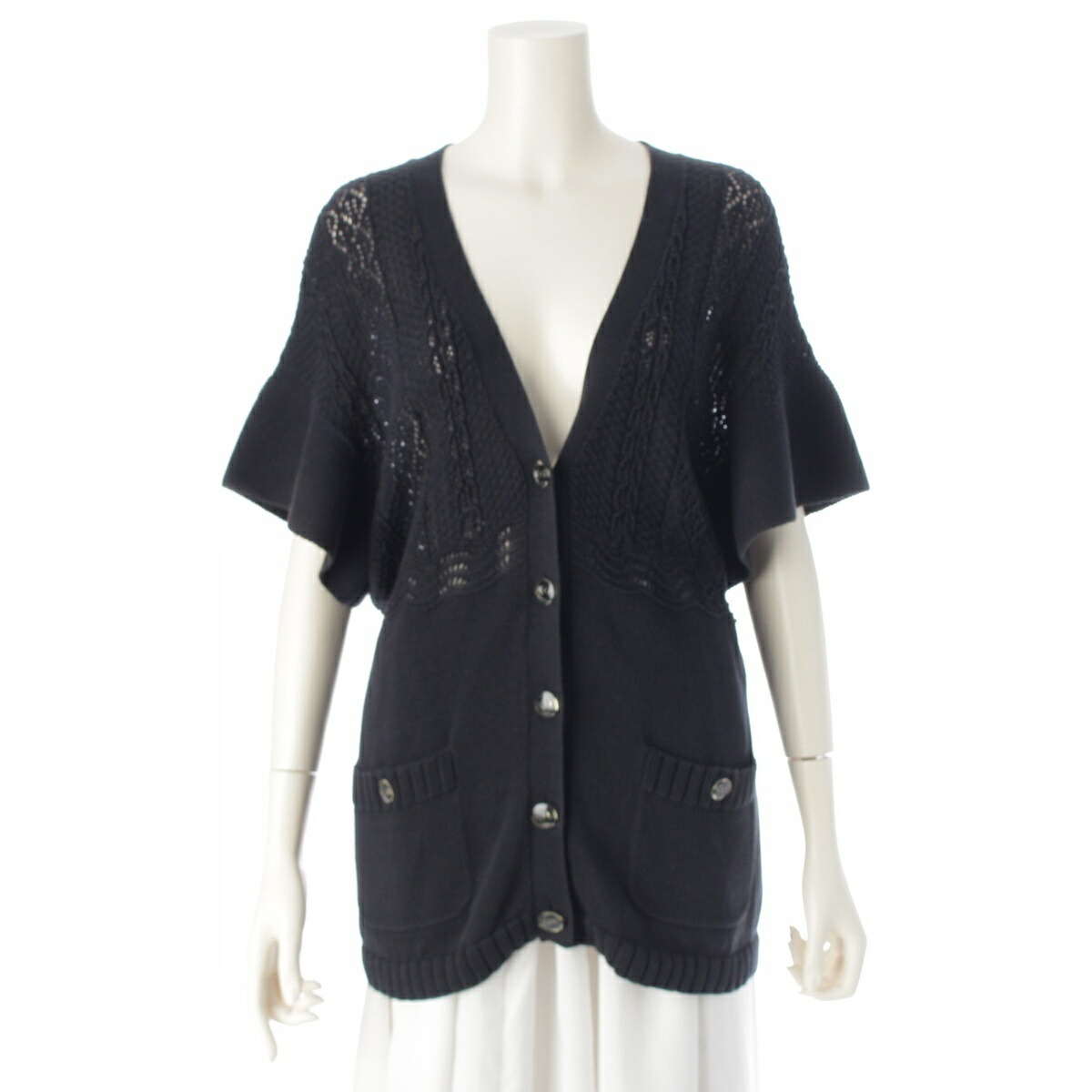 シャネルカーディガン CHANEL シャネル カーディガン 良好 36 P46519 ネイビー